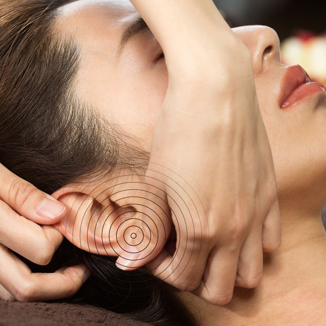 Aerial view of a male getting a facial massage