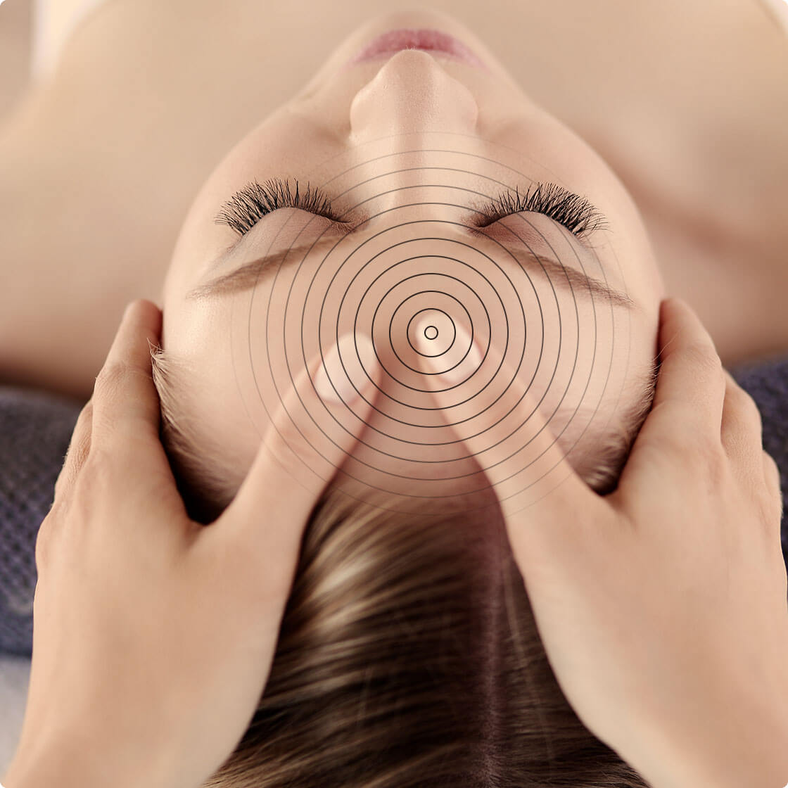 Aerial view of a male getting a facial massage
