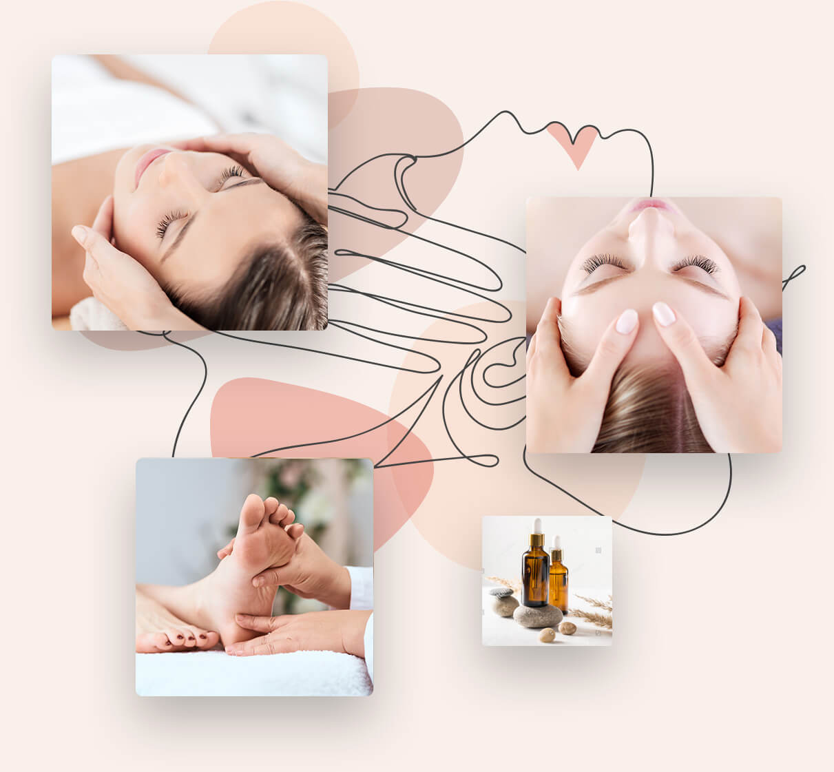 A collage of images with many massage therapists providing quality massage therapy